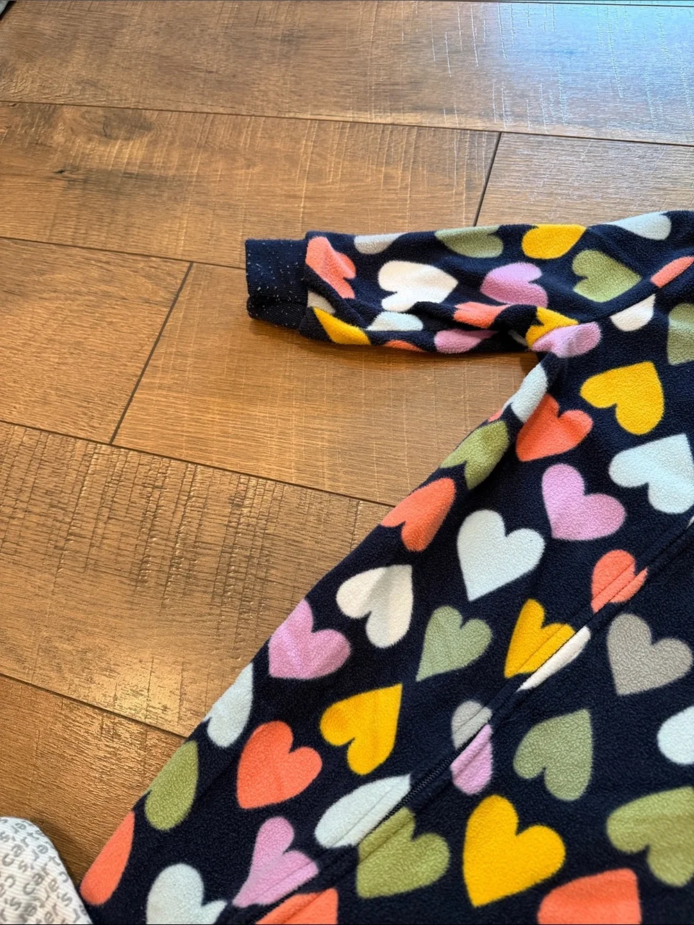 Carter's Navy Fleece Footed One-Piece with Multicolor Hearts